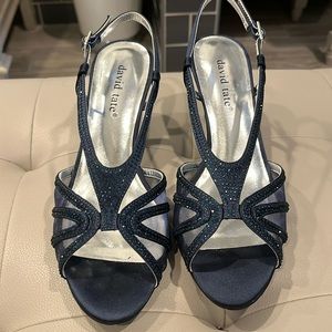 David Tate navy satin dressy heels.